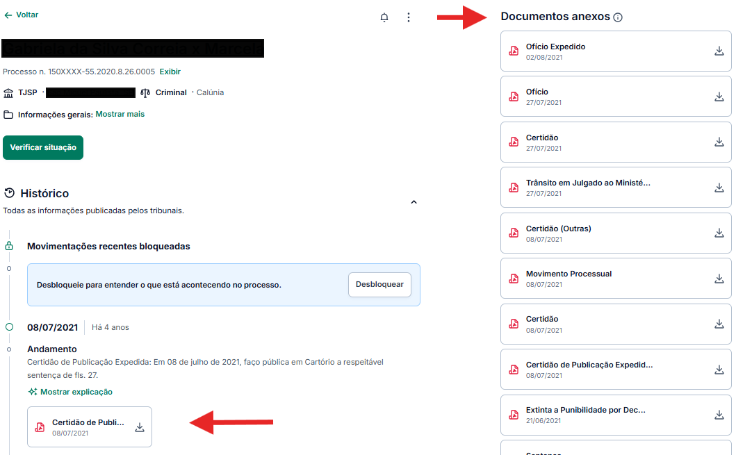 Tela Consulta Processual do Jusbrasil, com campo de busca para nome ou número do processo e a guia “Consulta Processual” destacada no menu