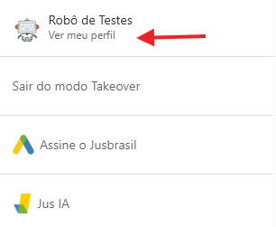 Menu do perfil com “Ver meu perfil” destacado