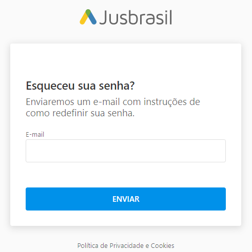 Tela de login do Jusbrasil com o link “Esqueceu sua senha?” visível
