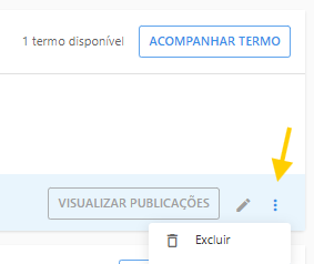 Tela de alertas no Escritório Online com menu de três pontinhos aberto exibindo a opção Excluir. 
