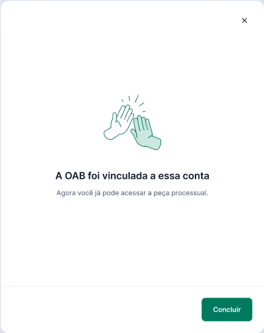 Confirmação de sucesso da transferência de OAB para a conta atual.