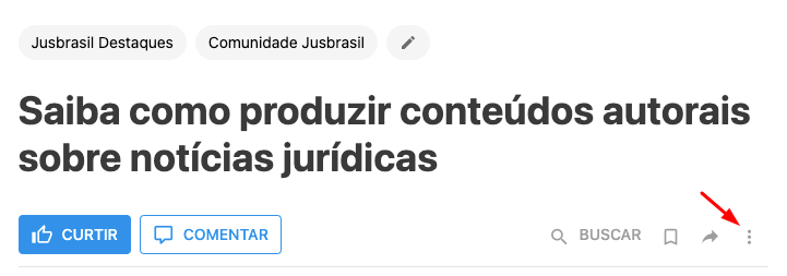 Menu de três pontinhos na página do artigo ou modelo, indicando acesso a opções como Editar.