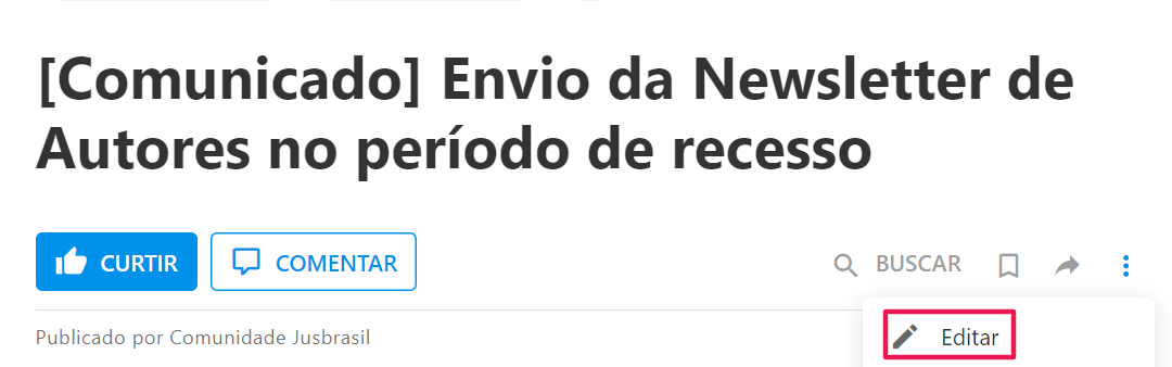 Botão ou opção “Editar” visível após clicar nos três pontinhos.